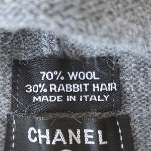 Chanel Grey Knit Beanie Hat, 70% Wool, 30% Rabbit Hair